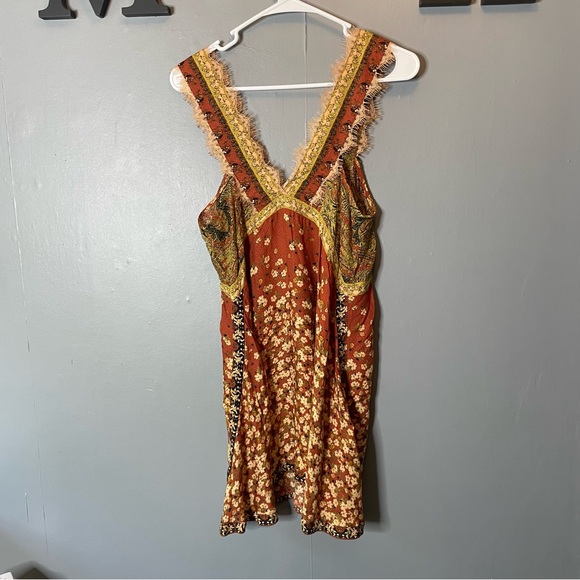 Free People East Willow Trapeze Slip in Copper combo size xs - Picture 7 of 10